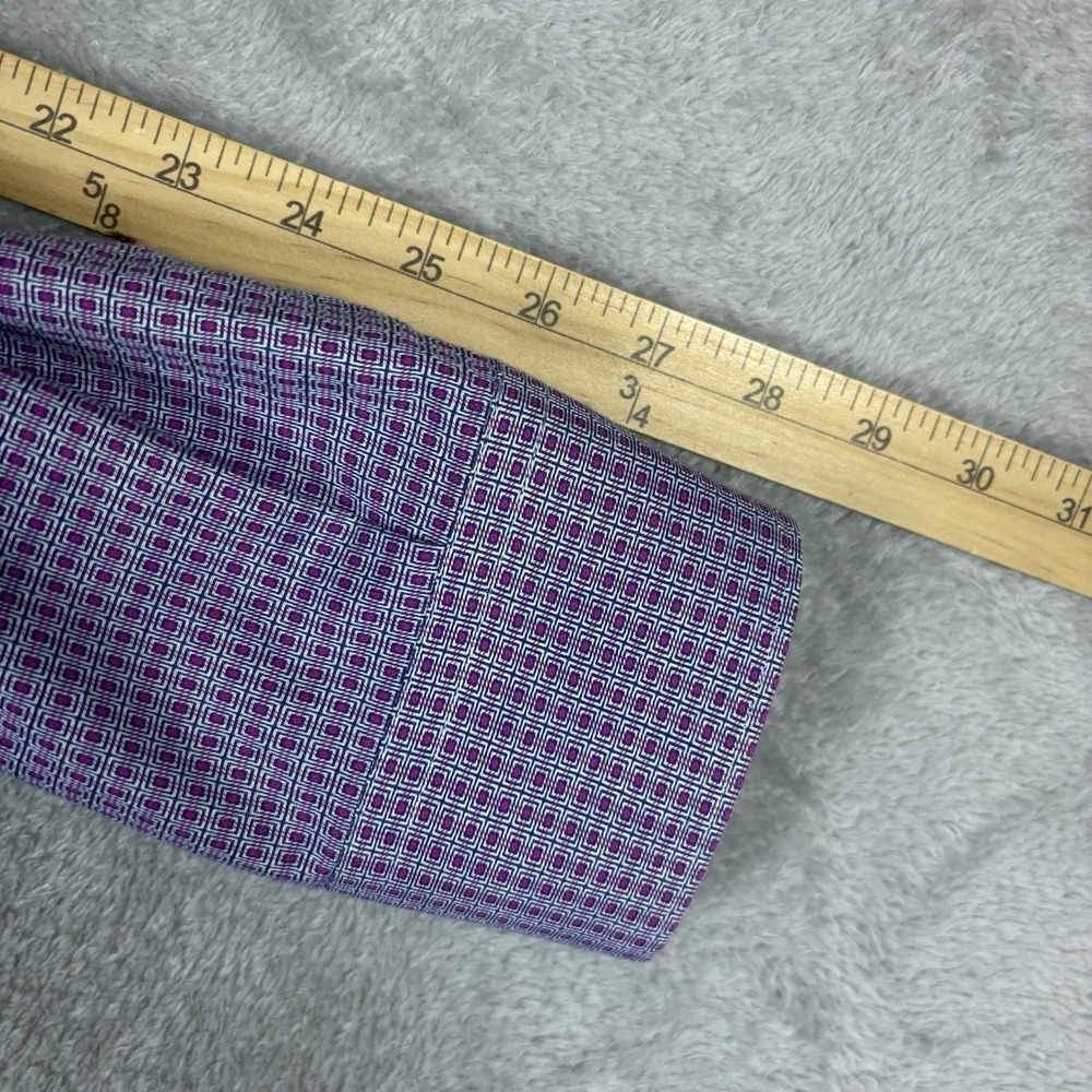 Charles Tyrwhitt Dress Shirt Mens 16 38 Purple Geometric Extra Slim Fit Non Iron - Picture 6 of 7
